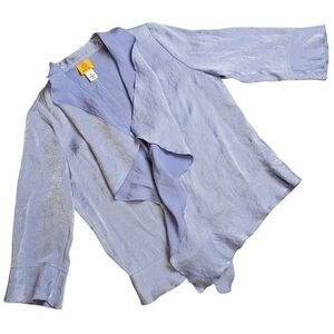 RUBY Rd Periwinkle Soft Sparkle Waterfall Cardigan Ruffle Fairycore Softgirl NWT